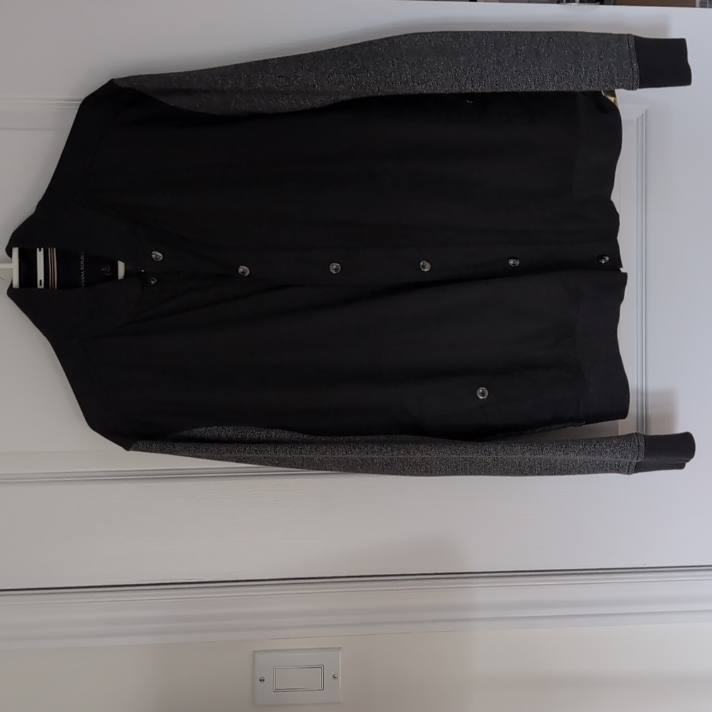 Banana Republic Black and Gray Bomber Jacket